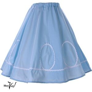 Blue and White Ric Rac Circle Skirt 50s Style Party Sock Hop Swing L/XL -Hey Viv